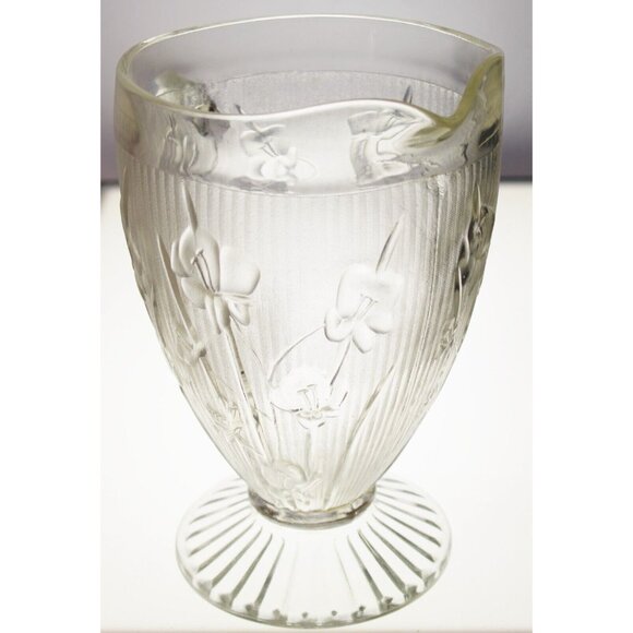 Vtg 50s Jeanette Glass Iris Herringbone Clear Glass Pitcher 2 quart Depression - Picture 4 of 10